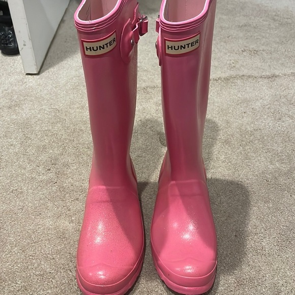 Girls beautiful Pink fine Glitter Hunter Boots us 5 - Picture 1 of 8